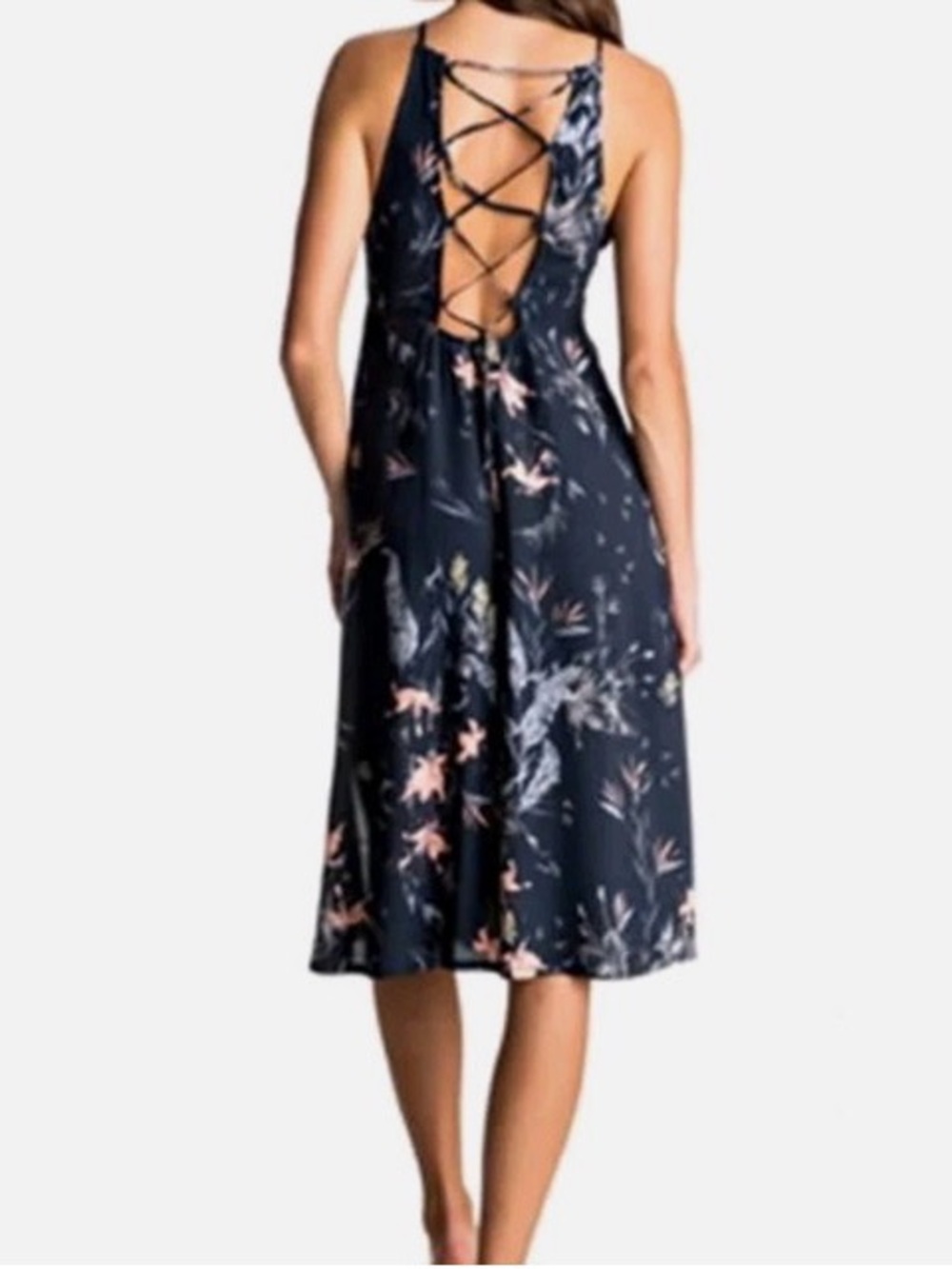 ROXY Midi length Dress. Lace up back. Side zipper. Size Small - Picture 9 of 9